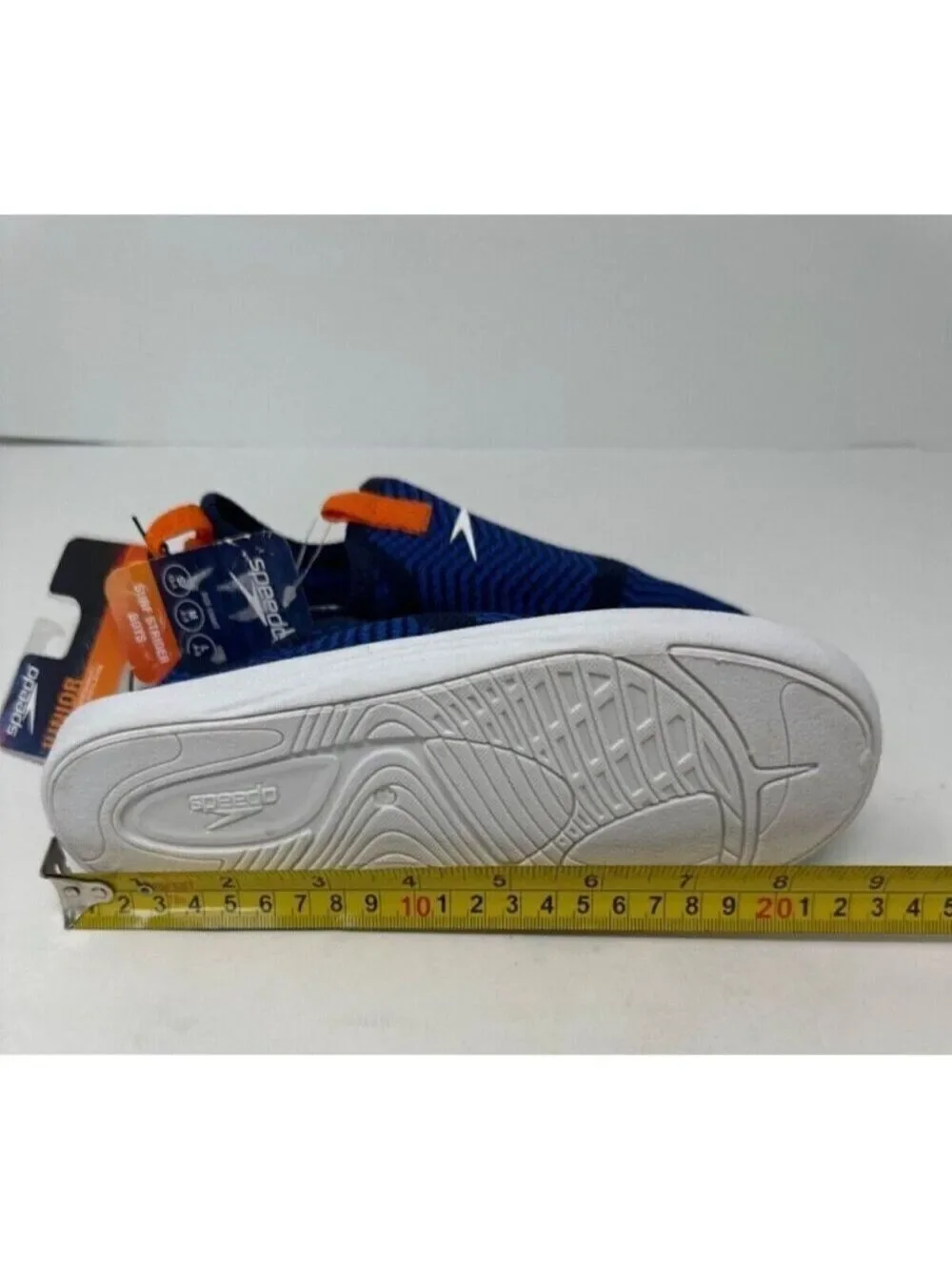 Speedo Junior Surfwalker Water Shoes M 2-3 Blue/Orange Lightweight Swim Beach